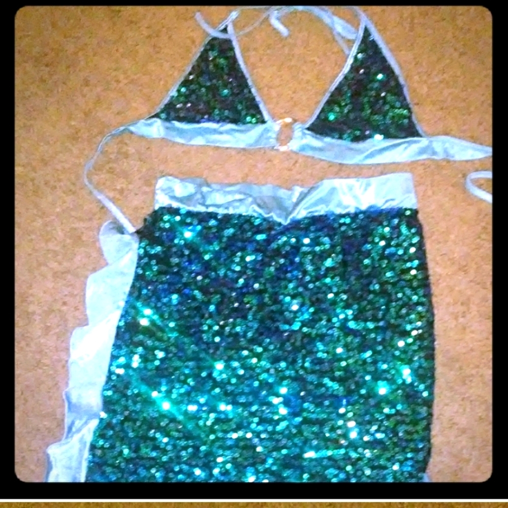 Green Sequin Bikini Set mermaid